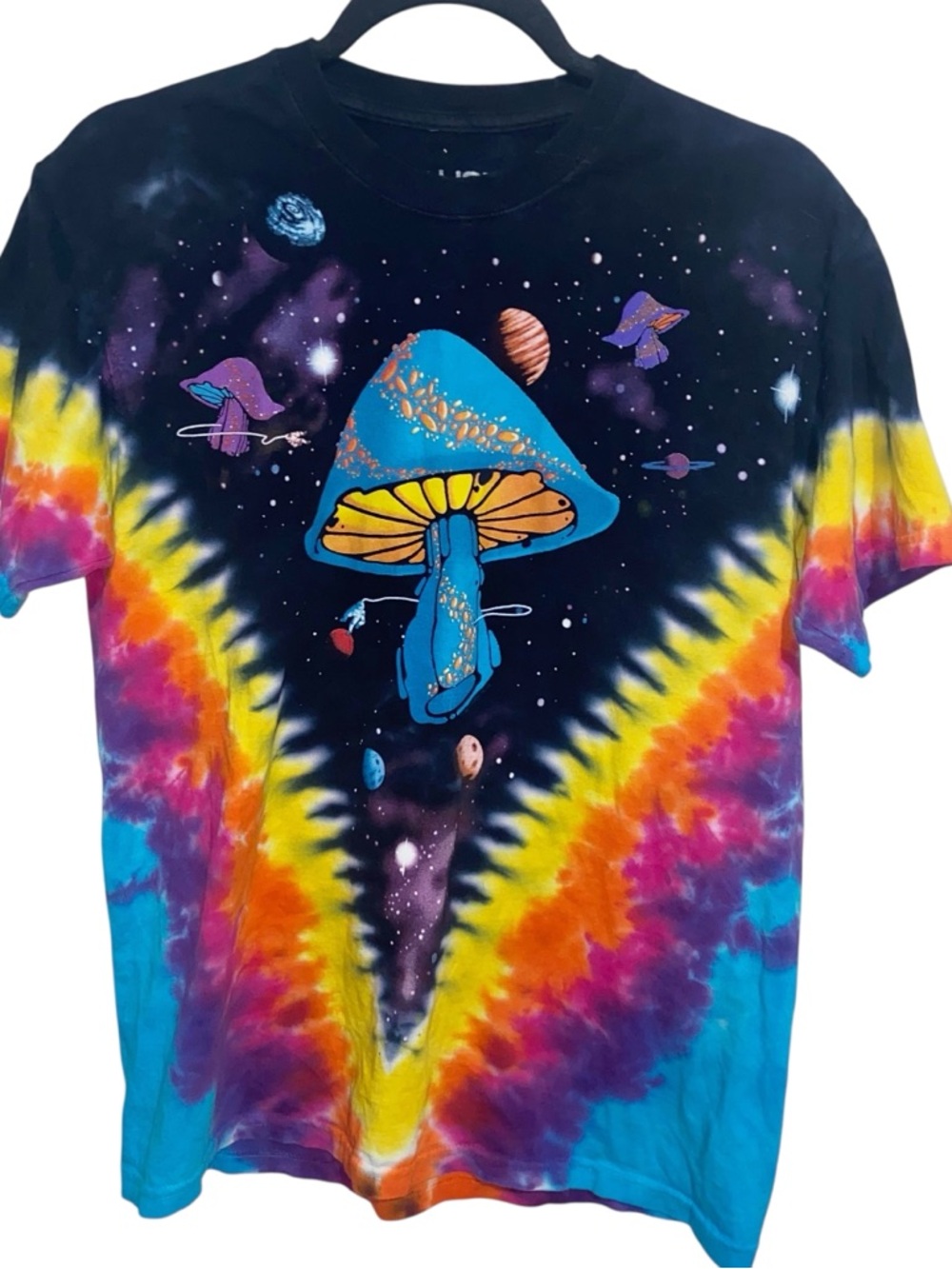 Liquid Blue Shirt Mens Medium Tie Dye Psychedelic Mushroom Space T-Shirt *Flaw